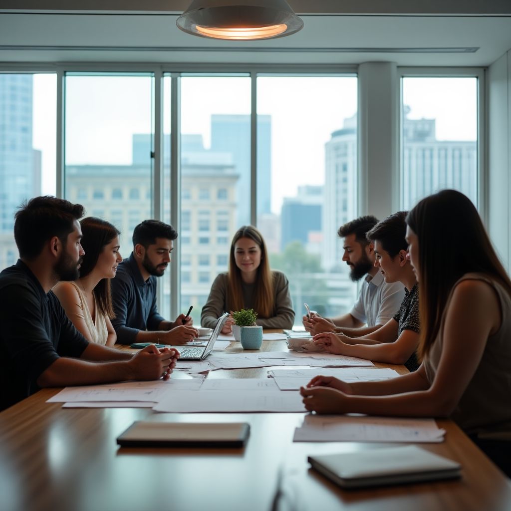 Equipo en una reunión de estrategia